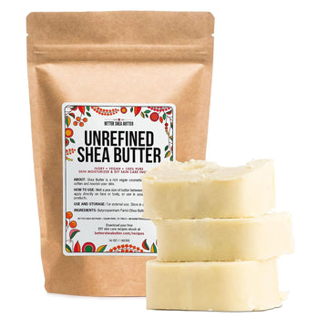 Better Shea Butter Raw Shea Butter - 100% Pure African Unrefined Shea Butter for Hair - Skin Moisturizer for Face, Body and for Soap Making Base and DIY Whipped Lotion, Oil and Lip Balm - 1 lb Block