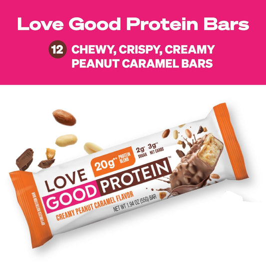 Love Good Fats High Protein Bars - Peanut Caramel Protein Bar - 12 Pac1.63 Pounds