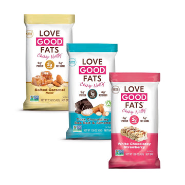 Love Good Fats Keto Protein Snack Bars - Chewy Nutty Variety Pack - 131.26 Pounds