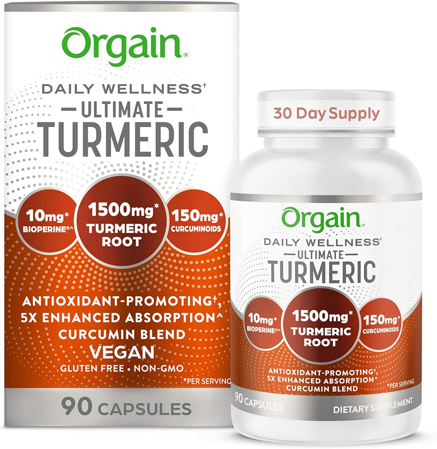 Orgain Ultimate Turmeric Supplement 1500mg, Curcumin and Bio