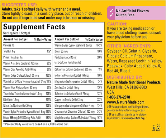 Nature Made Women'S Multivitamin 50+ Softgels, 60 Count For Daily Nutr
