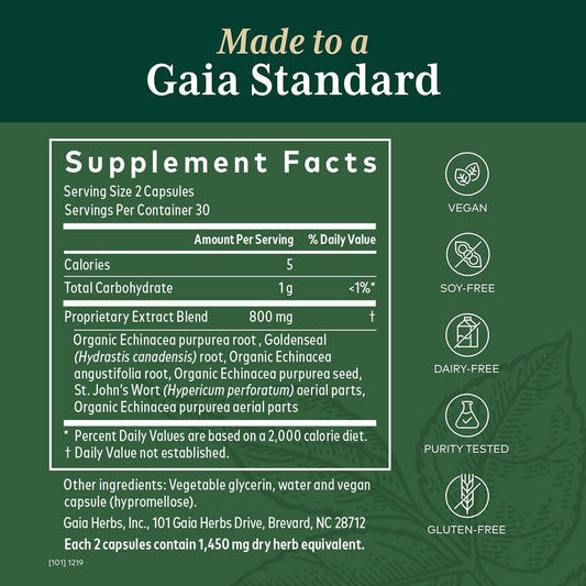 Gaia PRO Echinacea Goldenseal - Supports Immune & Lung Health - with E