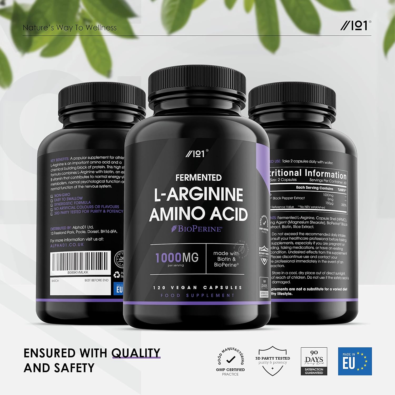 Fermented L-Arginine with BioPerine® & Biotin 1000mg - Potent Amino Ac