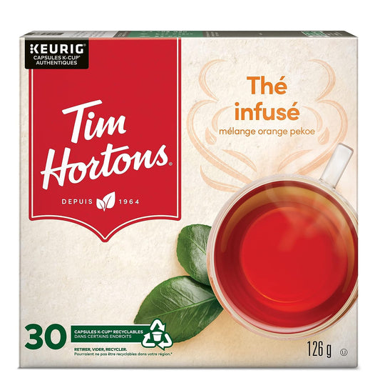 Tim Hortons Steeped Orange Pekoe Tea, Black Tea, Single Serve Keurig K-Cup Pods, 30 Count