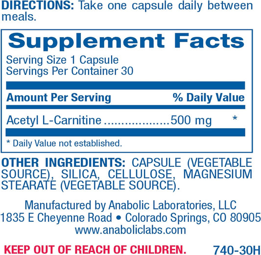 Anabolic Laboratories Acetyl L Carnitine Supplements - 30 Vegetarian 5