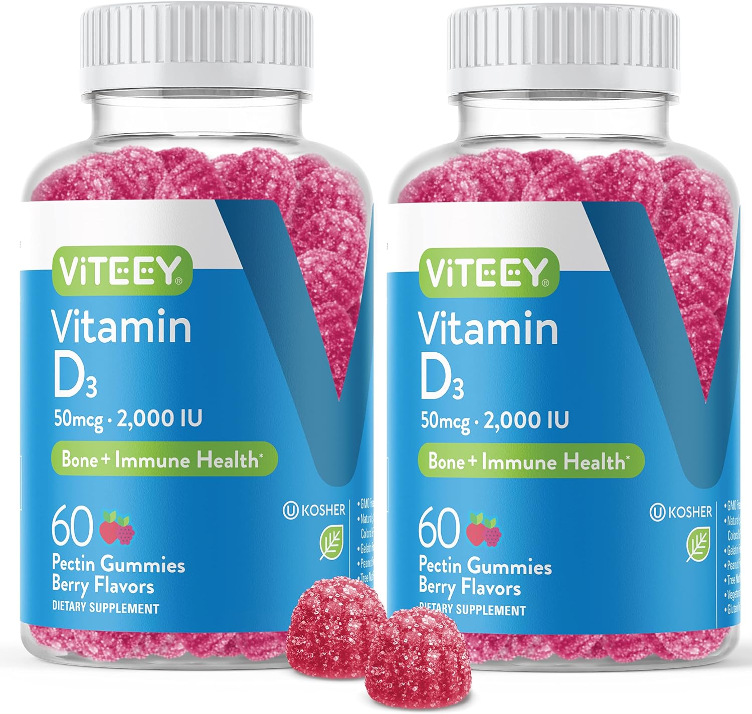 Vitamin D3 Gummies 2000 IU 50mcg Regular Strength VIT D Chewable, Supports Bone Health Support, Joint Muscle Health, Imm