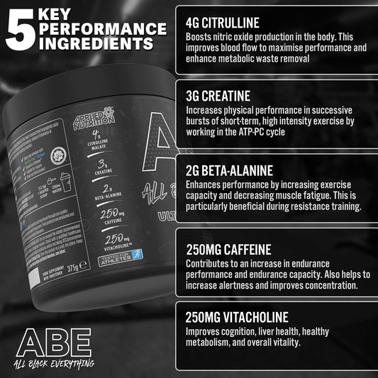 Applied Nutrition Bundle ABE Pre Workout 375g + ABE Black Shaker | All500 Grams