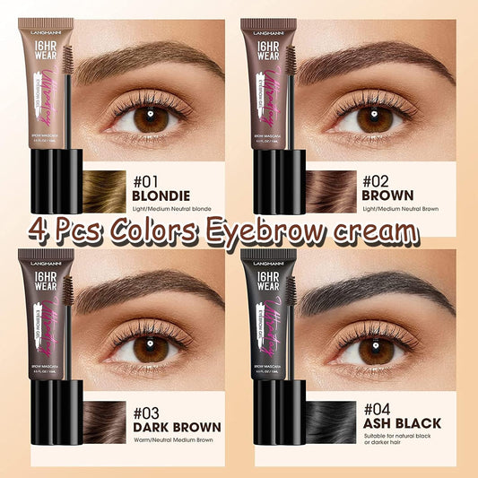 Eyebrow Gel Set,The Brow Glue,4 Pcs Colors Eyebrow Cream+1 Pcs Lamination Glue 3D Clear Contouring Eyebrow Gel,Clear Eyebrow Setting Gel Brow Mascara, Brow Lift(Eyebrow 5pcs Set)