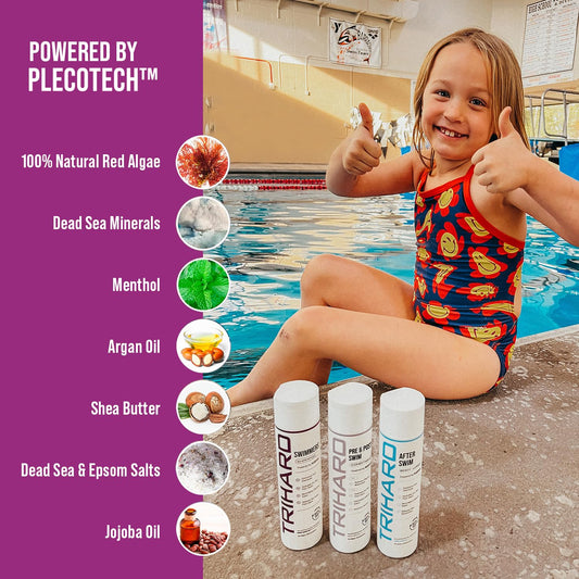 TRIHARD Kids Swimmers Shampoo + Pre & Post Swim Conditioner| Kids Shampoo Conditioner Duo| Pre and Post Swim Hair Protectant Solutions for Kids