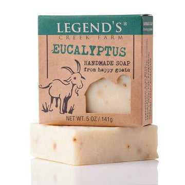 Legend’s Creek Farm, Goat Milk Soap, Moisturizing Cleansing Bar for Hands and Body, Creamy Lather and Nourishing, Gentle For Sensitive Skin, Handmade in USA, 5  Bar (Eucalyptus O.S.)