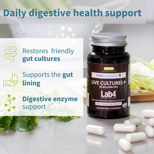 Live Cultures+ Probiotics & Prebiotics For Gut Health, 25 Billion Cfu,22.68 Grams
