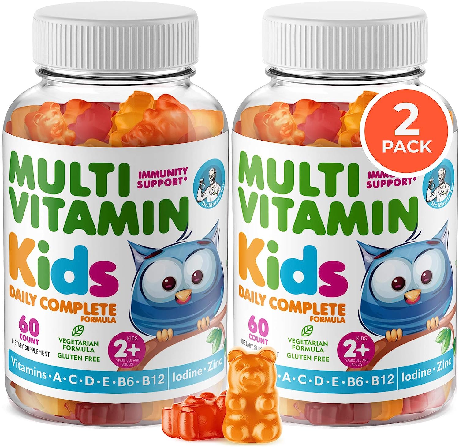 Kids Multivitamin Gummies 14 Essential Vitamins Daily Supplement For Ages 2+ Vitamin A, C, D, E Vegetarian B6 & B12, Zin