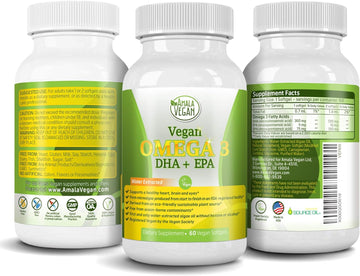 POTENT VEGAN OMEGA 3 Supplement: Better Than Fish Oil! Plant Based Water Extracted Algae Oil- DHA EPA DPA Fatty Acids- N