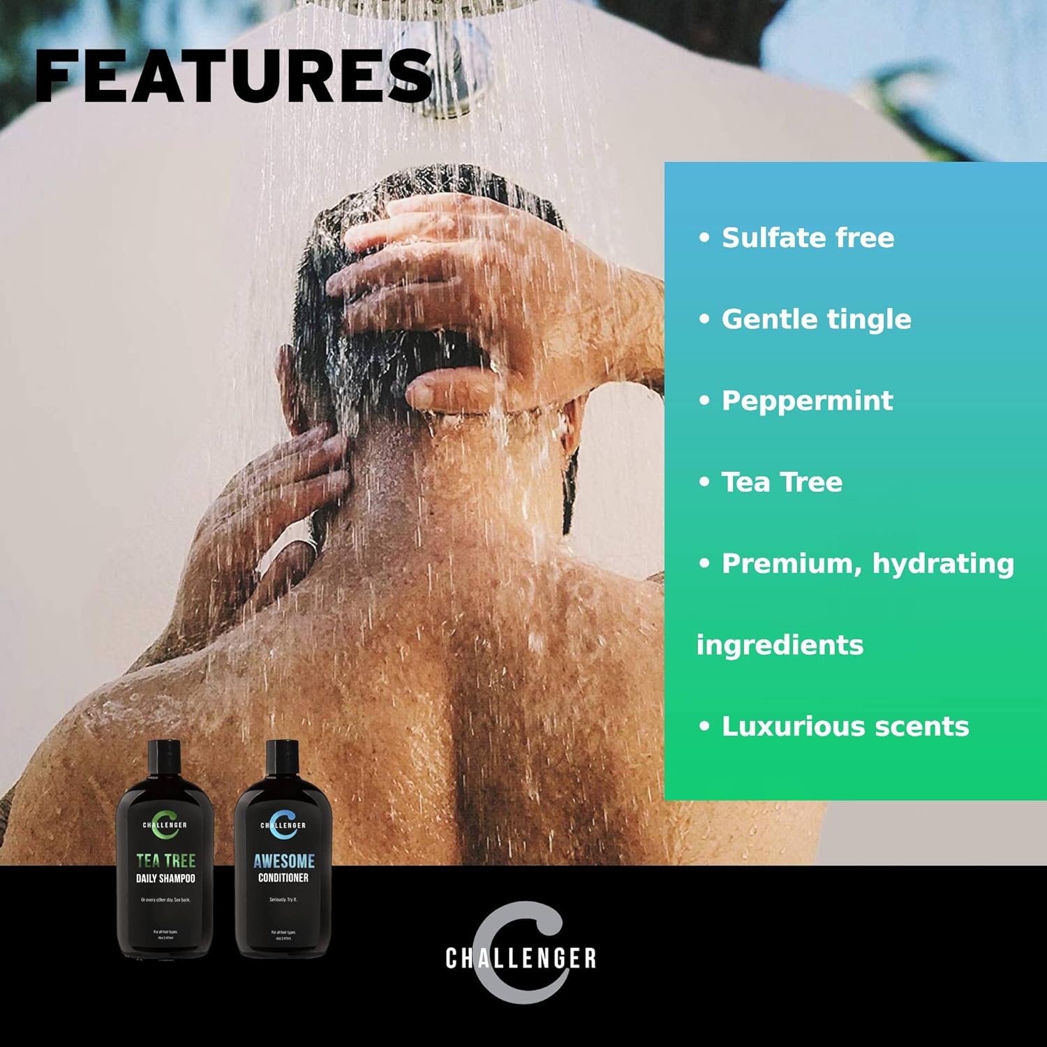 Esupli.com Challenger Men’s Tea Tree Shampoo & Conditioner Combo, 2x 16
