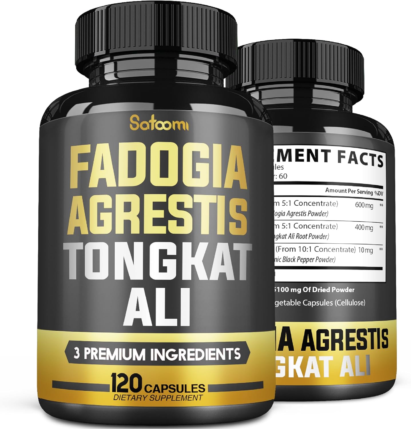 600Mg Fadogia Agrestis With 400Mg Tongkat Ali - Support For Energy Production, Strength, Immune System & Pre-Workout - 1
