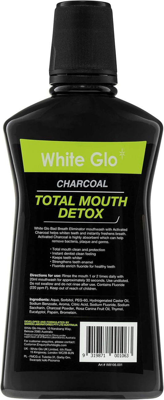 White Glo Charcoal Total Mouth Detox Mouthwash 500