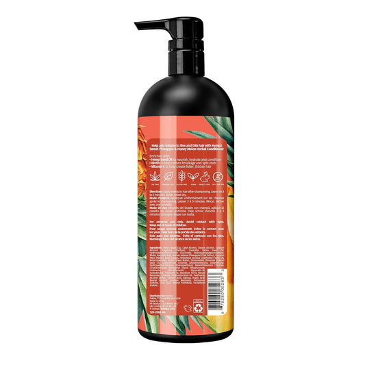 Hempz Biotin Conditioner - Sweet Pineapple & Honey Melon - For Thin/Fine Hair Growth & Strengthening of Dry, Damaged and Color Treated Hair, Hydrating, Softening, Moisturizing - 33.8