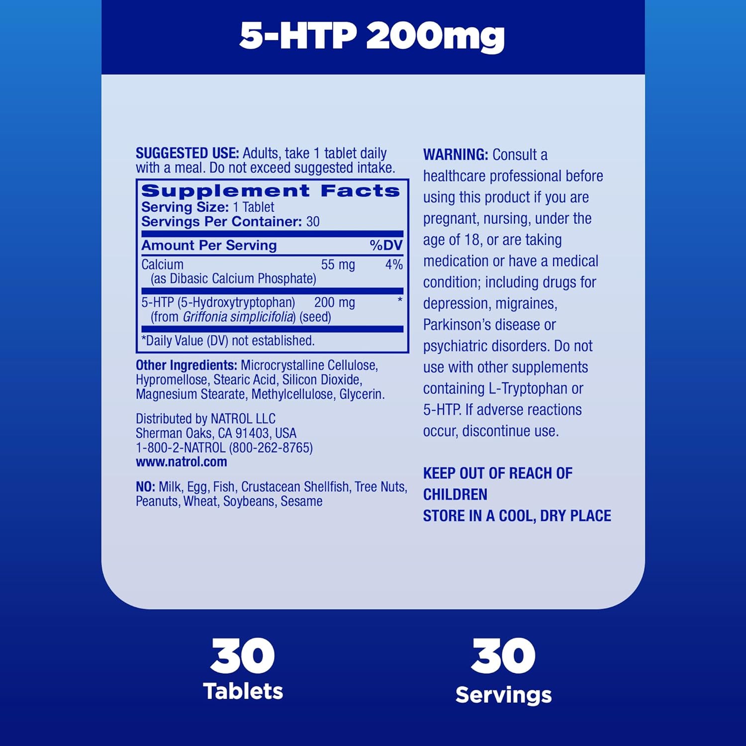 Natrol 5-HTP 200mg, Dietary Supplement Helps Support a Balanced Mood, 