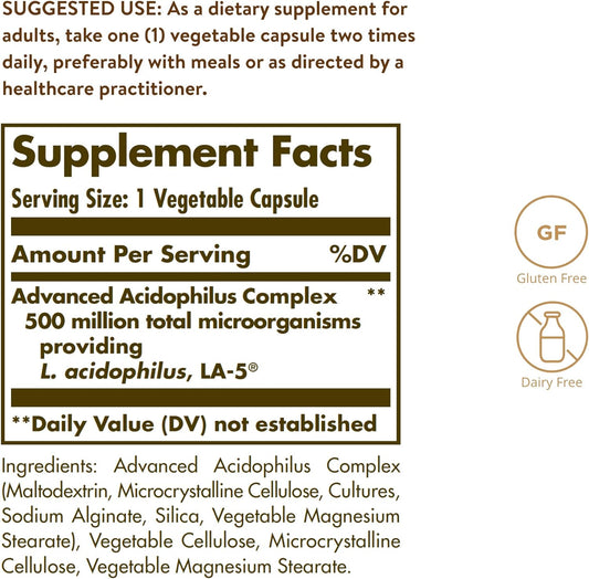 Solgar Advanced Acidophilus, 100 Vegetable Capsules - Supports Healthy3.67 Ounces