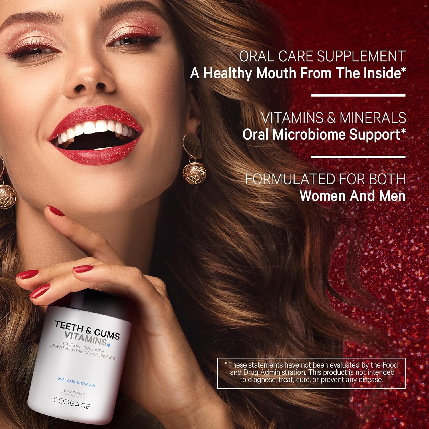 Codeage Teeth & Gums Vitamins + Oral Probiotics Supplement for Mouth -