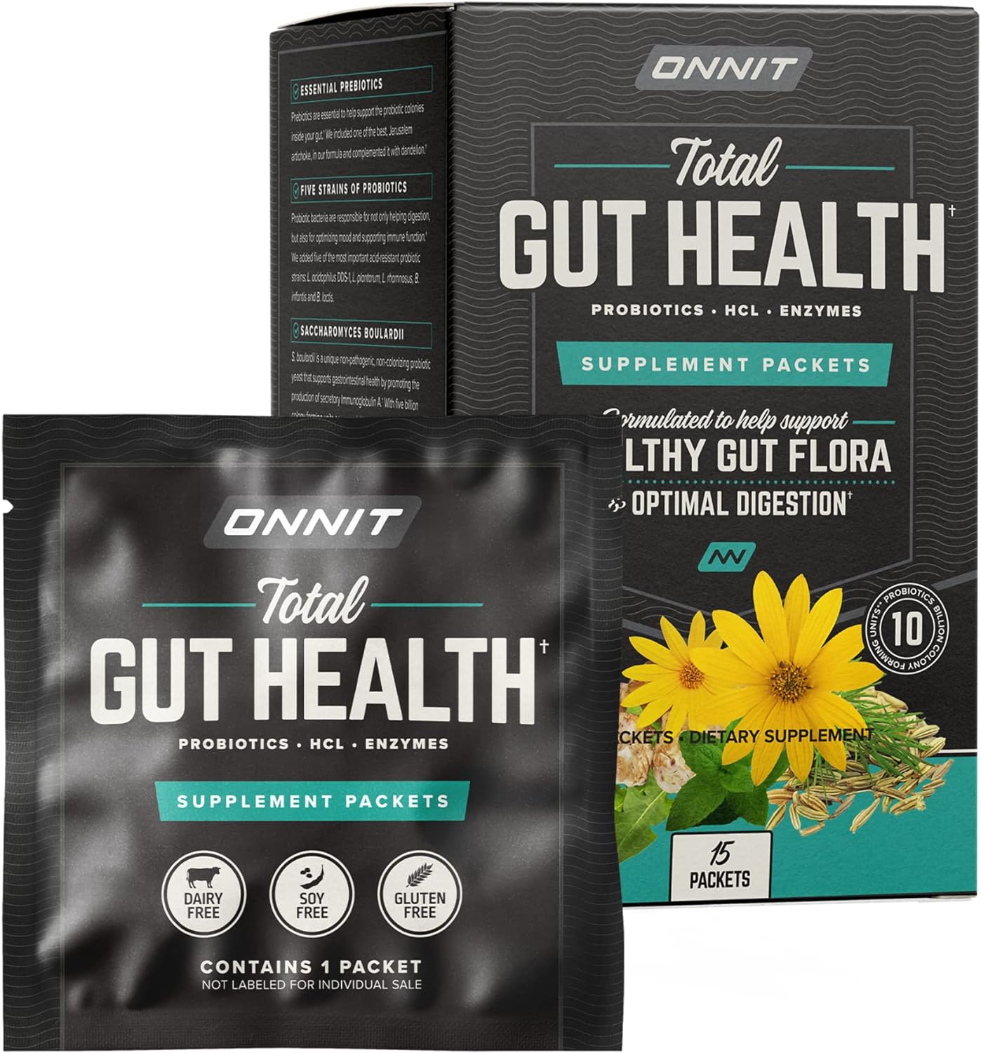 ONNIT Total Gut Health - Complete Probiotics & Digestive Enzyme Supple0.32 Ounces