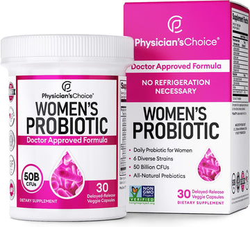 Physician's CHOICE Probiotics for Women - PH Balance, Digestive, UT, & Feminine Health - 50 Billion CFU - 6 Unique Strains for Her - Organic Prebiotics, Cranberry Extract+ - Women Probiotic - 30 CT