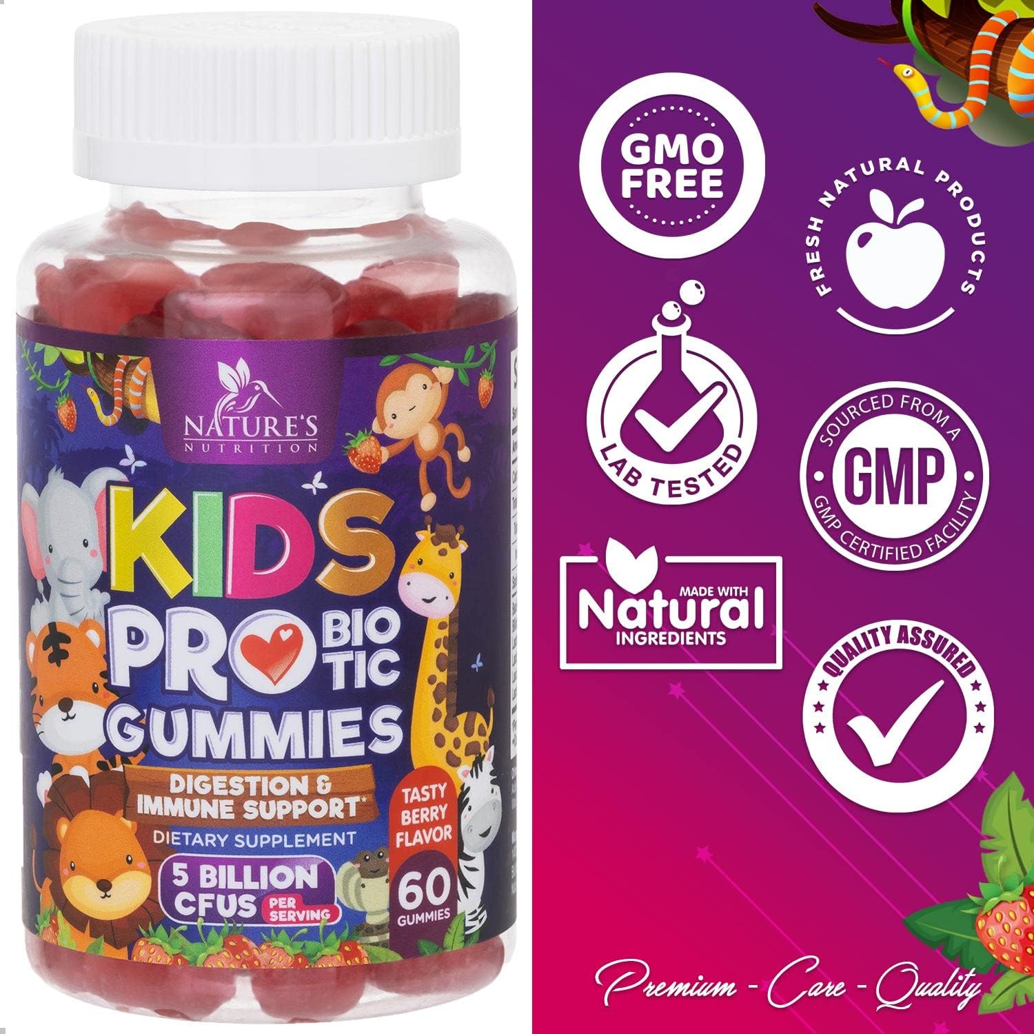 Probiotic for Kids Gummies - 5 Billion CFU with Lactobacillus & Bifido