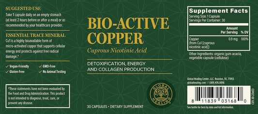 Global Healing Bio-Active Copper Supplement Cu1 - Cuprous Nicotinic Ac