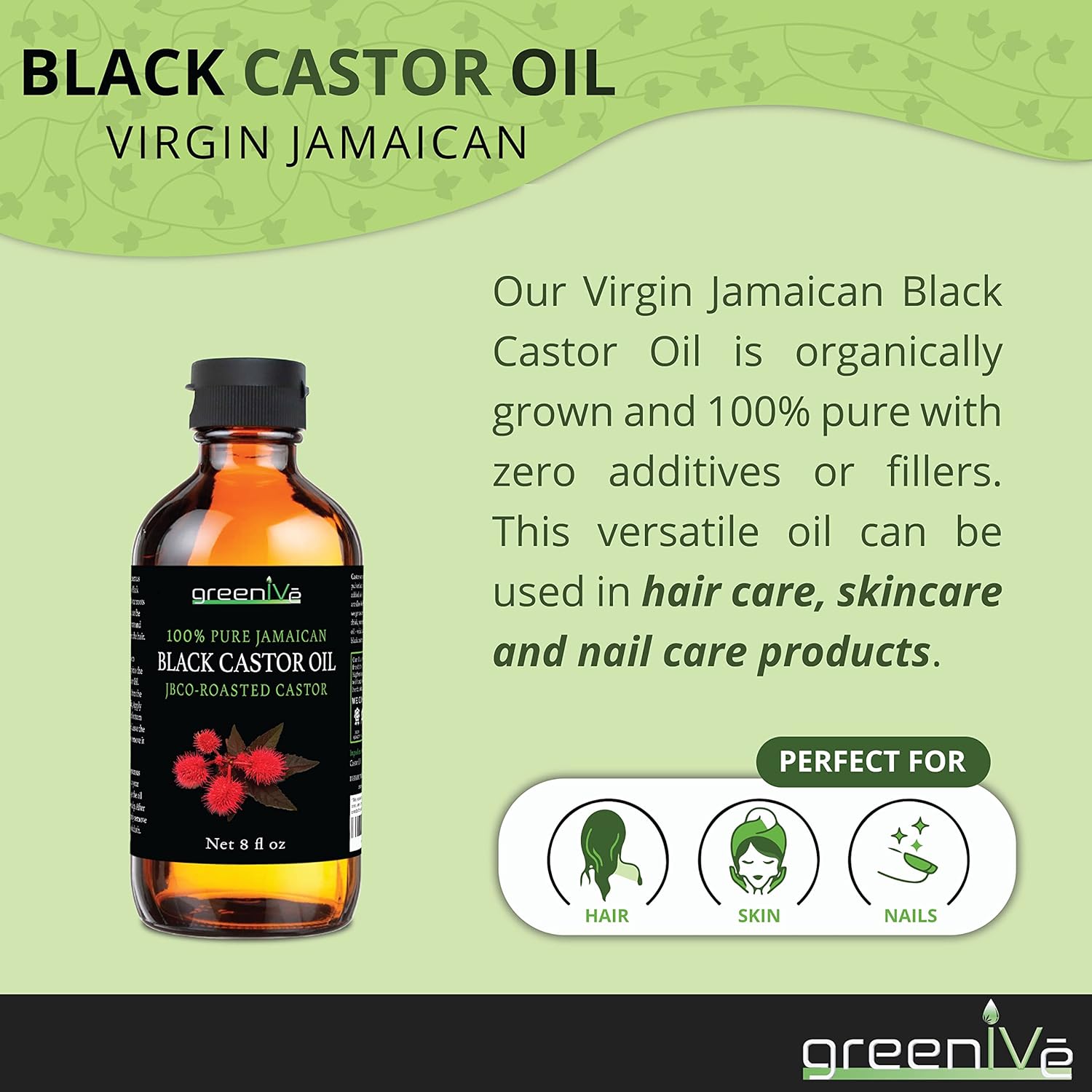 Greenive - Jamaican Black Castor Oil - 100% Pure - Exclusive