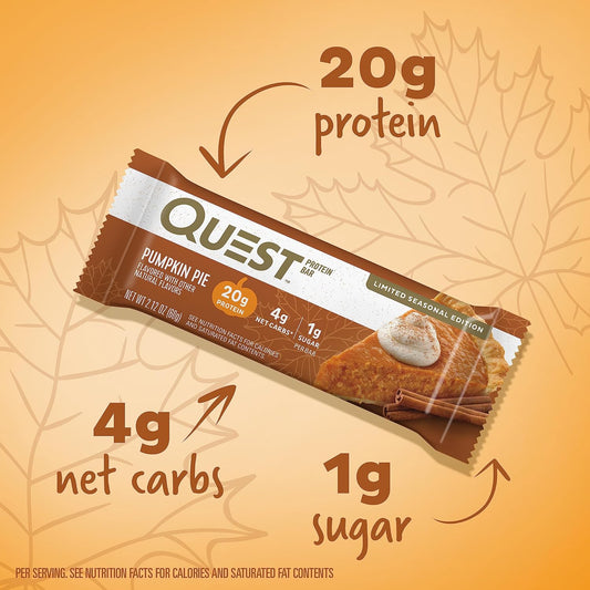 Quest Nutrition Pumpkin Pie Protein Bar, 20g Protein, 4g Net Carb, 1g 1.59 Pounds