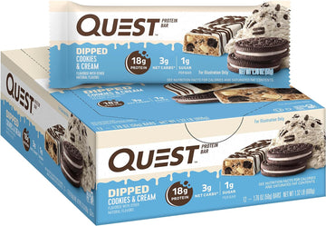 Quest Nutrition Dipped Chocolate Cookies & Cream Protein Bars, High Pr1.38 Pounds