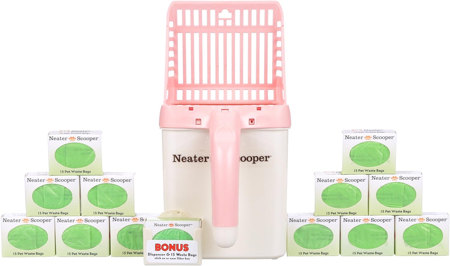 Neater Pet Brands - Neater Scooper Cat Litter Sifter - Bulk Pack Value Bundle Includes 195 Refill Bags - Mess Free Cat L