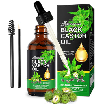 ALIVER Castor Oil, Jamaican Black Castor Oil,100% Pure Castor Oil Organic Cold Pressed Unrefined for Body Hair Skin Eyel