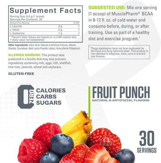 MusclePharm Essentials BCAA, Fruit Punch - 30 Servings