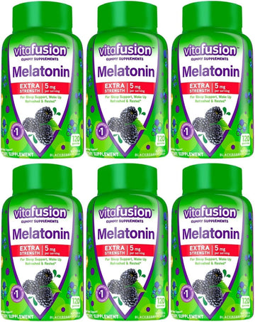 Vitafusion Extra Strength Melatonin Gummies, BlackBerry 120 ea (Pack of 6)