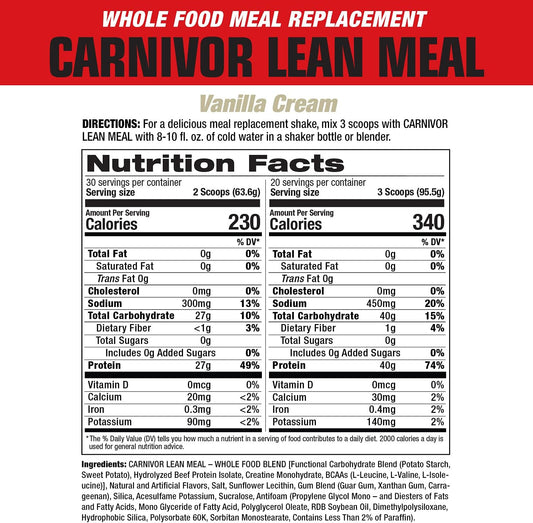 MuscleMeds CARNIVOR LEAN MEAL whole food meal replacement shake, MRE,
