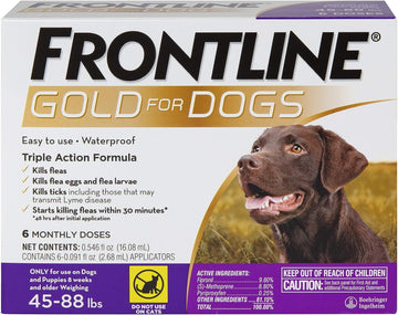 Frontline Gold Flea & Tick Treatment for Large Dogs Up to 45 to 88 lbs., Pack of 6