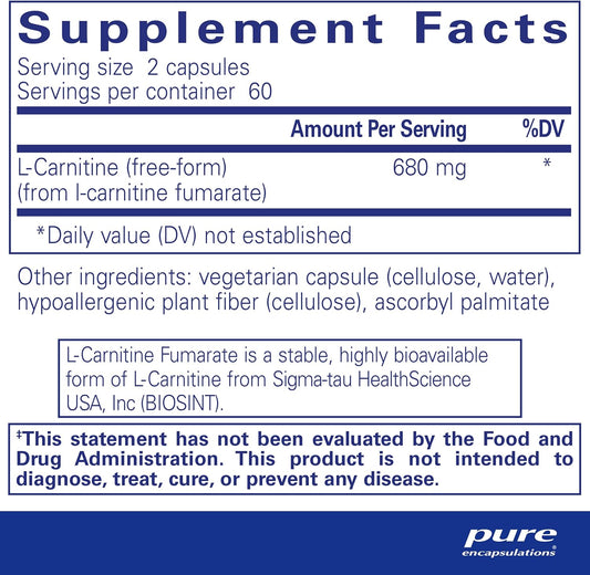 Pure Encapsulations L-Carnitine Fumarate | Hypoallergenic Su