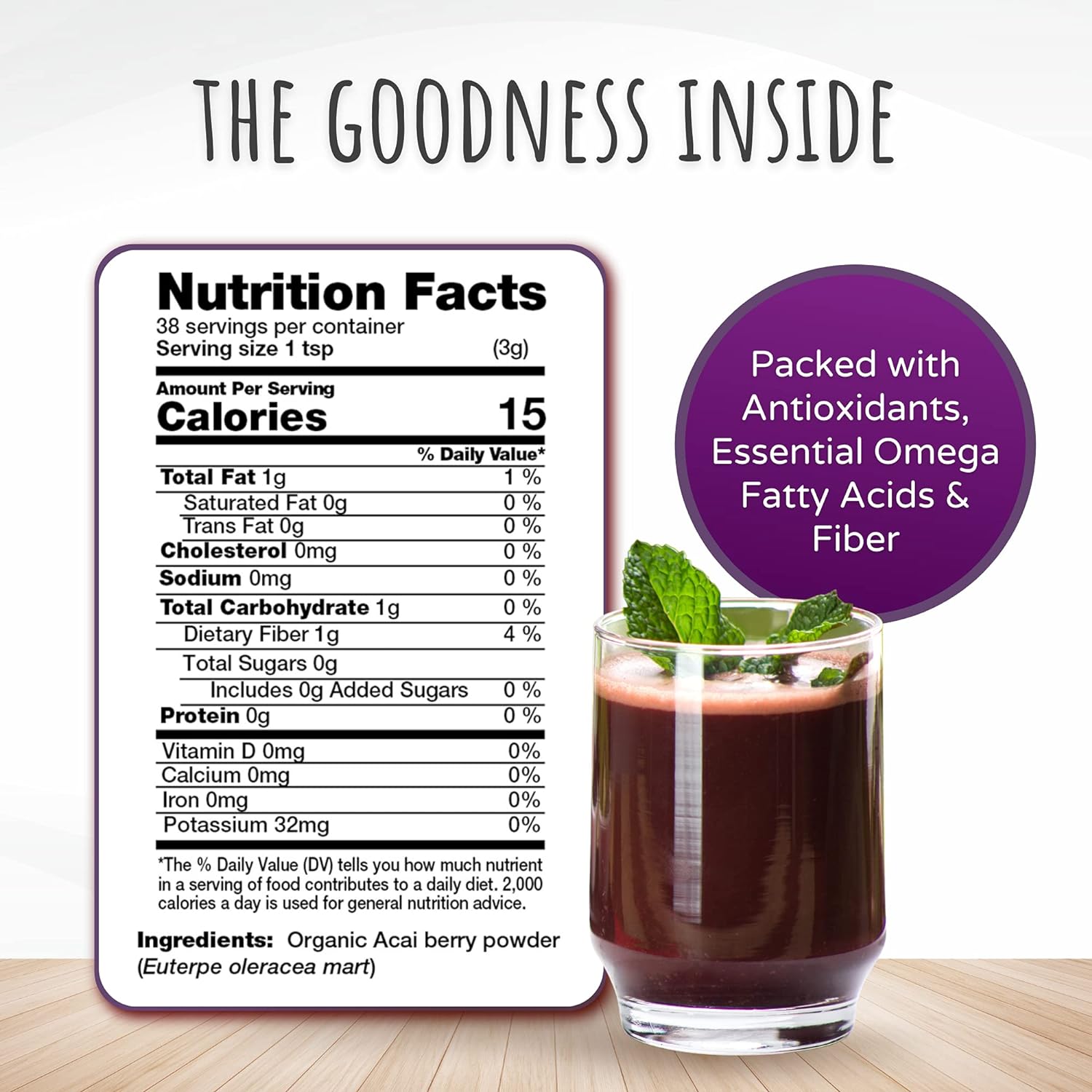 FeelGood Organic Superfoods Acai Powder, Vegan, Non-GMO, Gluten Free, 