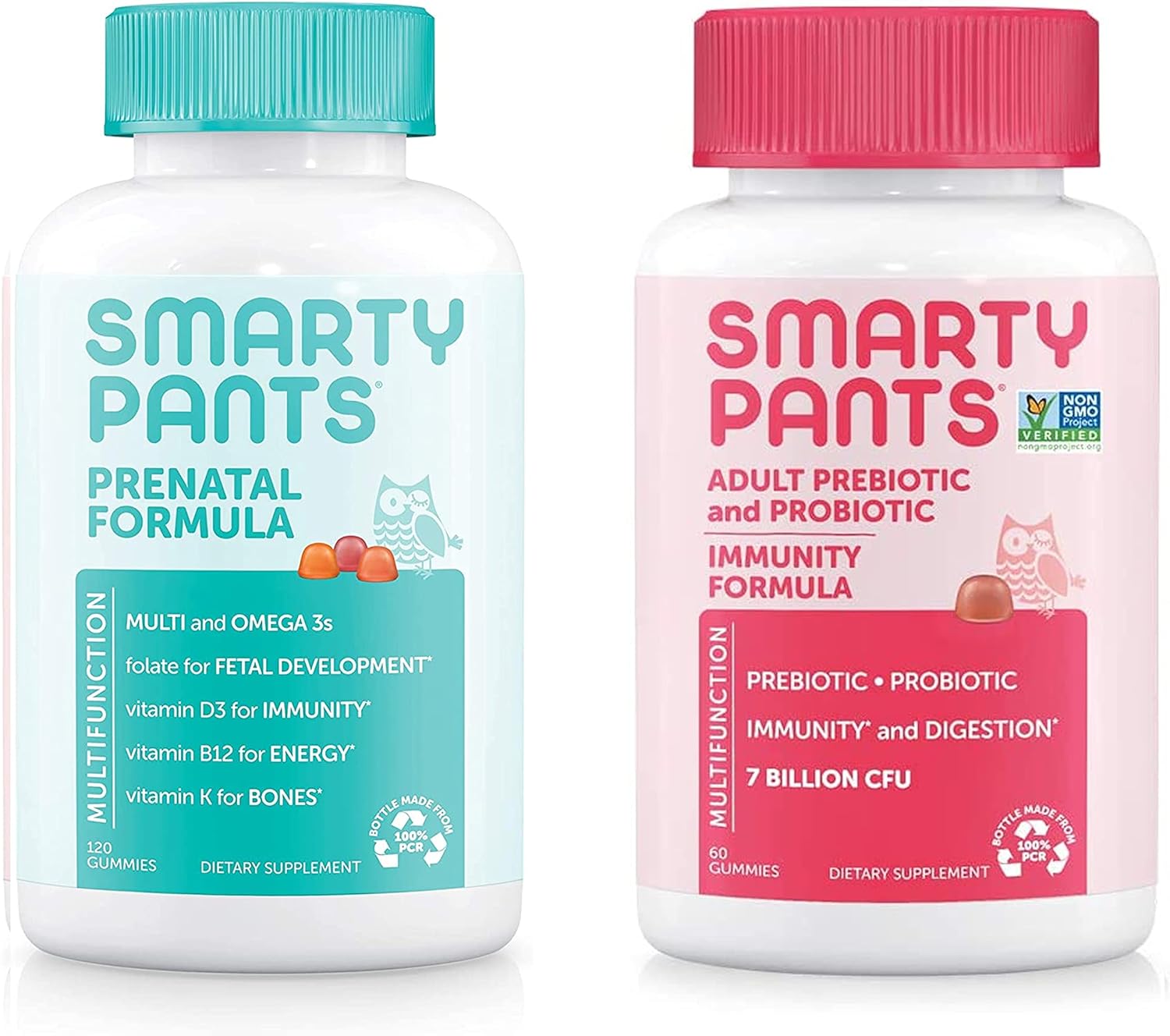 SmartyPants Prenatal and Probiotic Immunity Multivitamin Bundle: (1) P