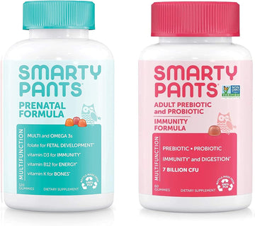 SmartyPants Prenatal and Probiotic Immunity Multivitamin Bundle: (1) P