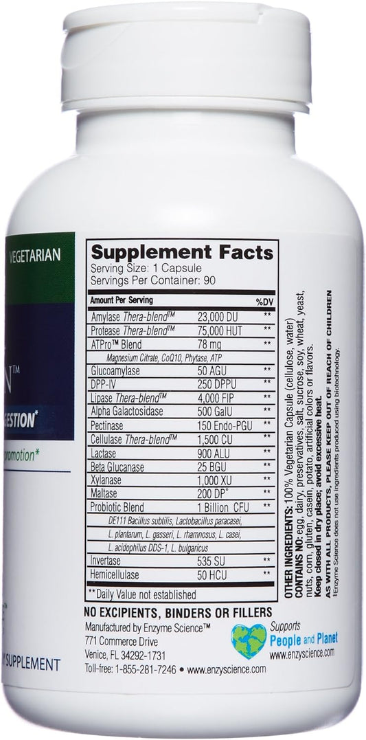 Enzyme Science Critical Digestion, 90 Capsules  High Potency Support 3.21 Ounces
