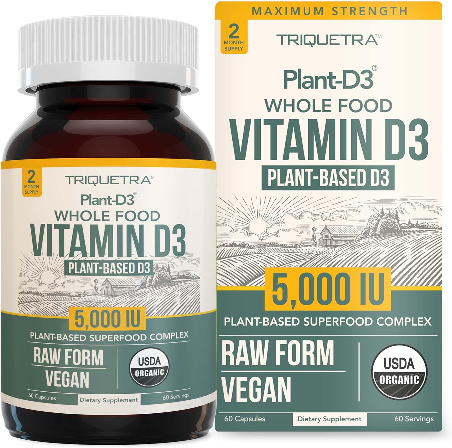 Organic Vitamin D3 5,000 Iu - 100% Whole Food & Plant-Based Cholecalci