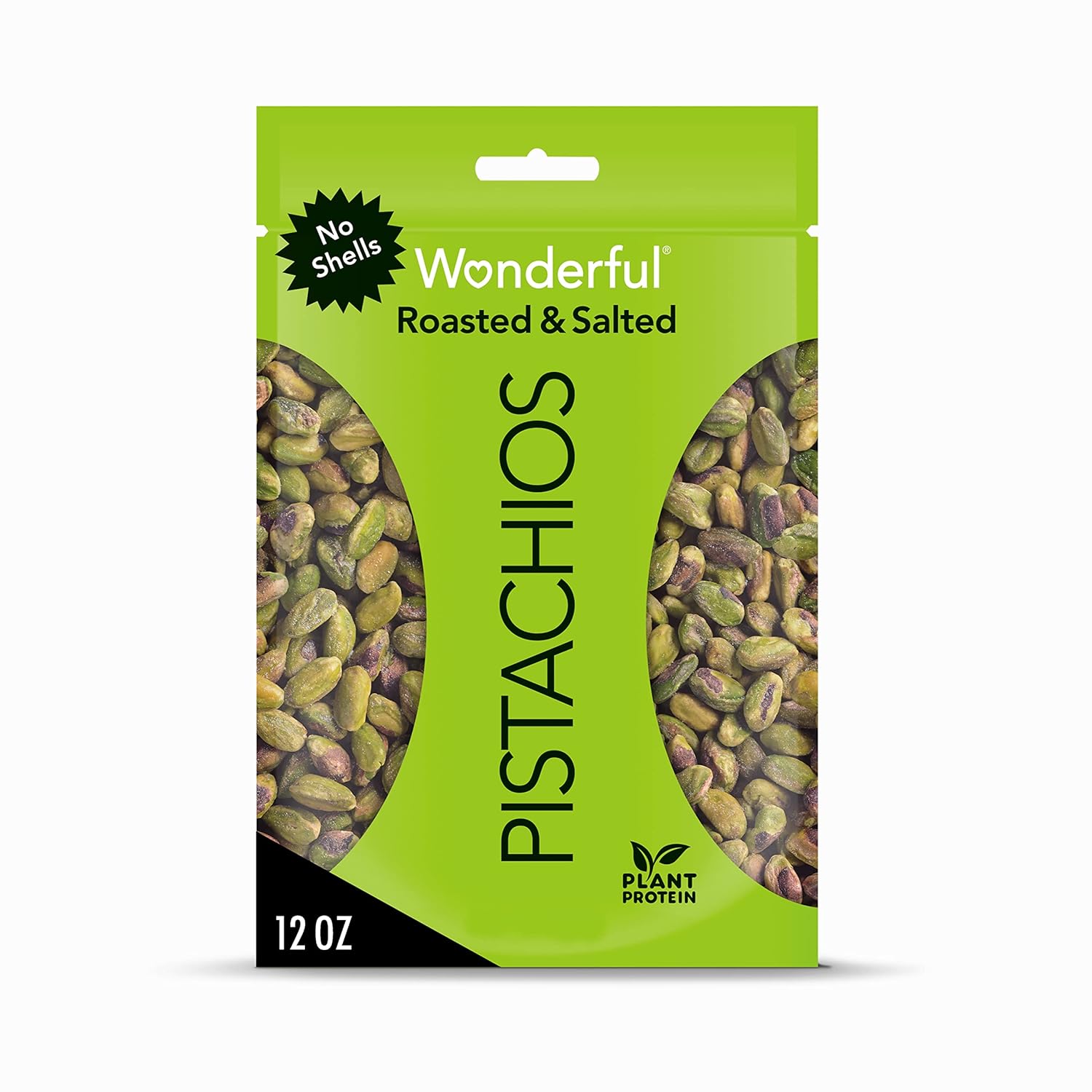 Wonderful Pistachios, No Shells, Roasted and Salted Nuts, 12 Ounce Resealable Bag, Good Source of Protein, Gluten Free,