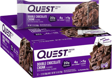 Quest Nutrition Double Chocolate Chunk Protein Bars, High Protein, Low1.7 Pounds