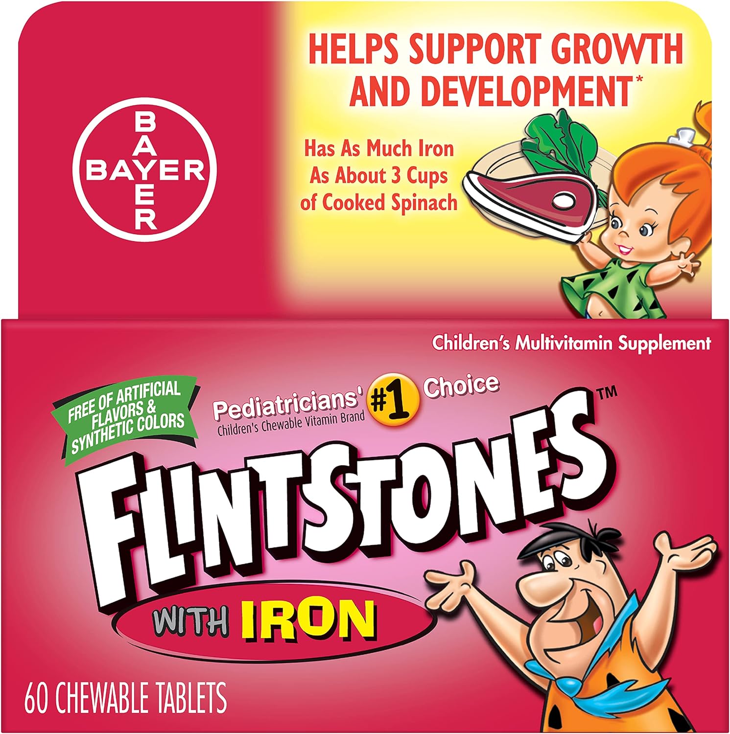Flintstones Chewable Kids Vitamins With Iron, Multivitamin For Kids &