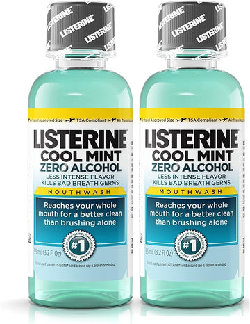 Listerine Cool Mint Zero Alcohol Mouthwash, Travel Size 3.2  (95) - Pack of 2