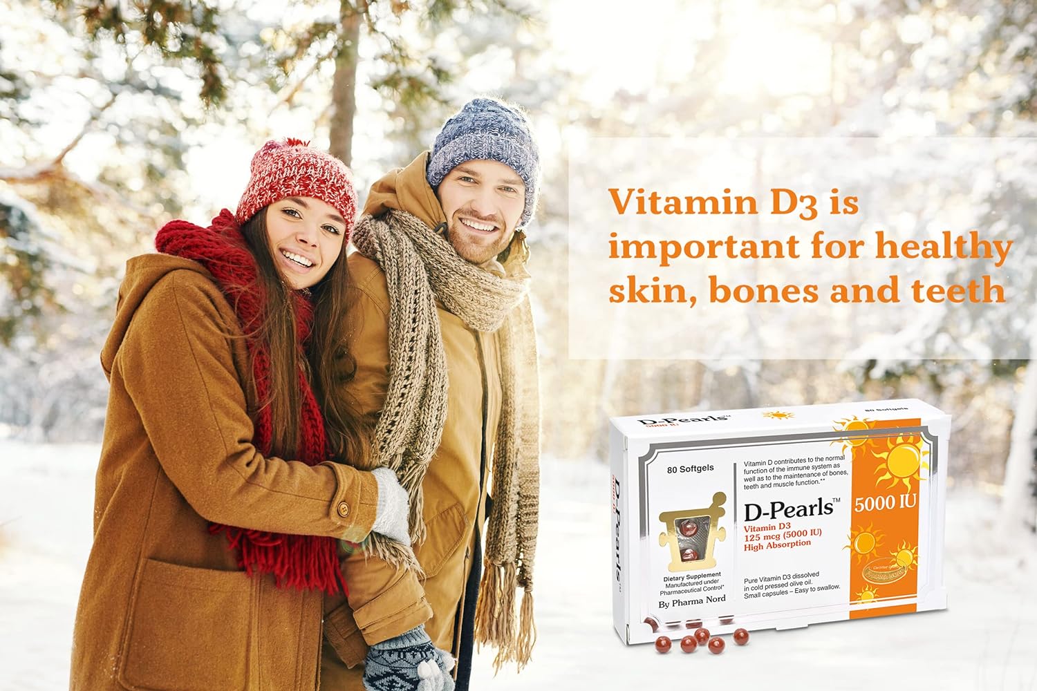 D-Pearls Vitamin D3 5000 IU (125mcg) | Easy-to-Swallow | Chosen for Ma