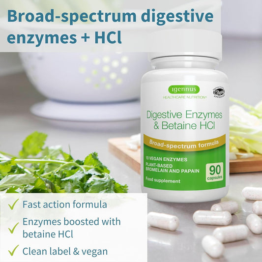 Advanced Digestive Enzymes with Betaine HCl & Plant Based Bromelain, 165 Grams