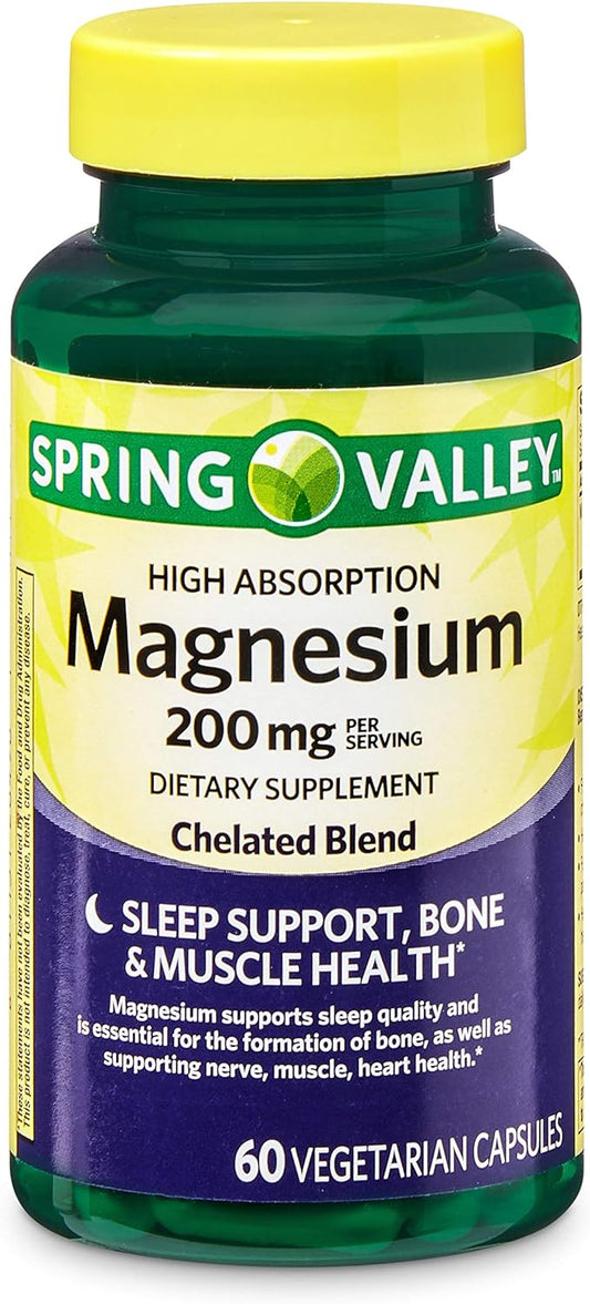 Spring Valley High Absorption Magnesium 200 mg, Sleep Support, 60 Caps